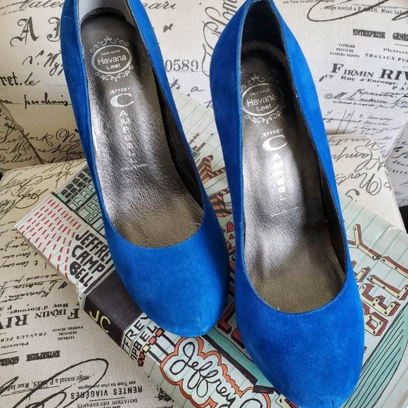 Jeffrey Campbell Blue swede shoes heels size 7 - Picture 3 of 4